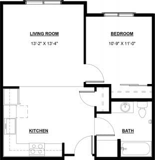1 Bed / 1 Bath / 501 - 625 ft² / Deposit: $600 / Rent from: $1,085-$1,302